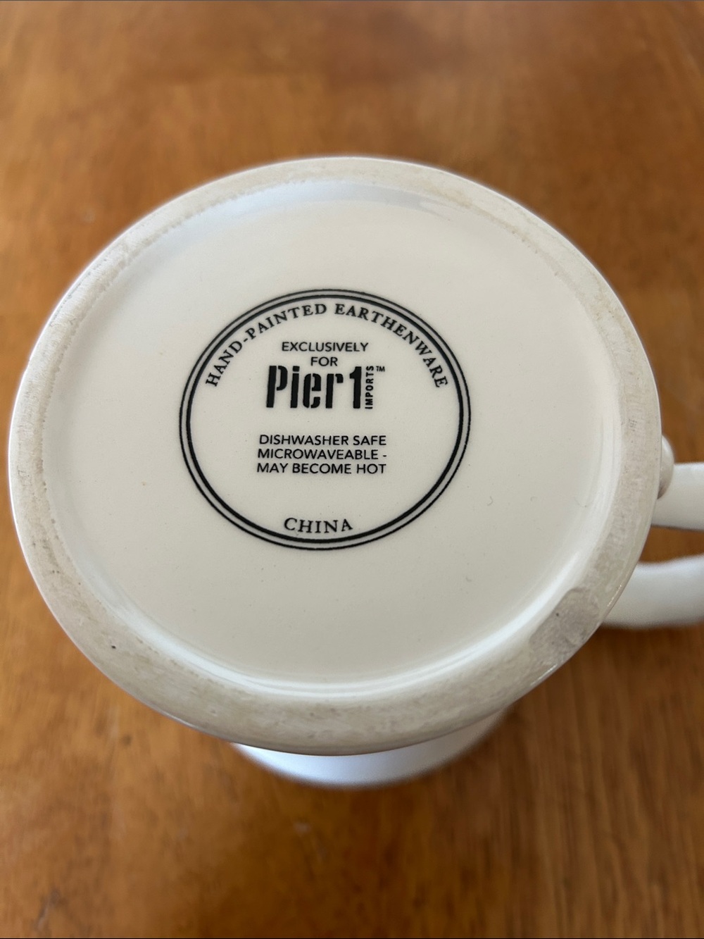 Pier 1 White Ceramic Mug with Black Logo - Picture 4 of 4